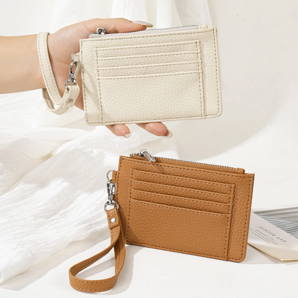 Zipper Short Coin Wallet Portable Small Wallet Credit Card Holder Pu Leather Ultra-Thin Sleeve For Travel Daily Use Id