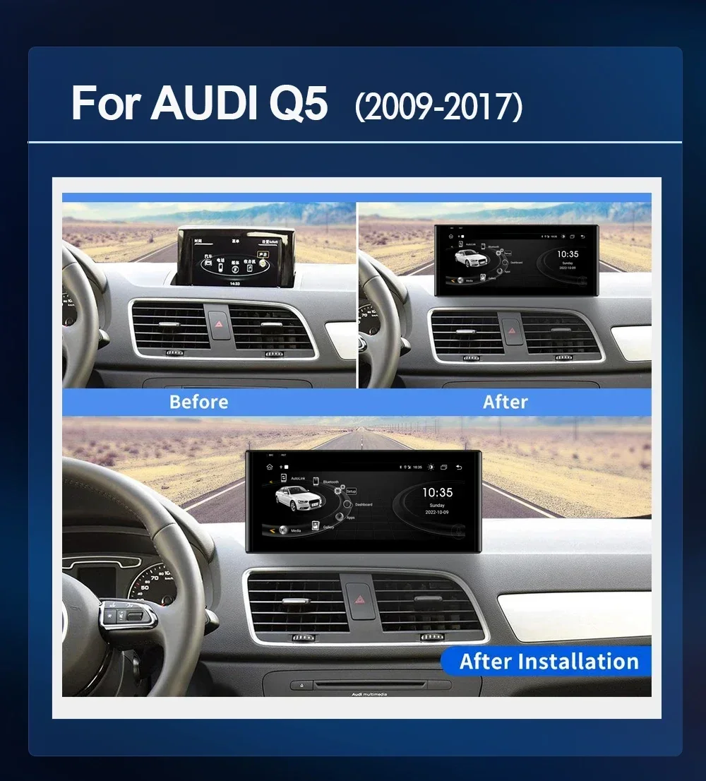 Snapdragon 665 Wireless Carplay Android 13Car Multimedia Player For Audi Q3 2013-2018 Radio Screen Stereo GPS Navigation Audio