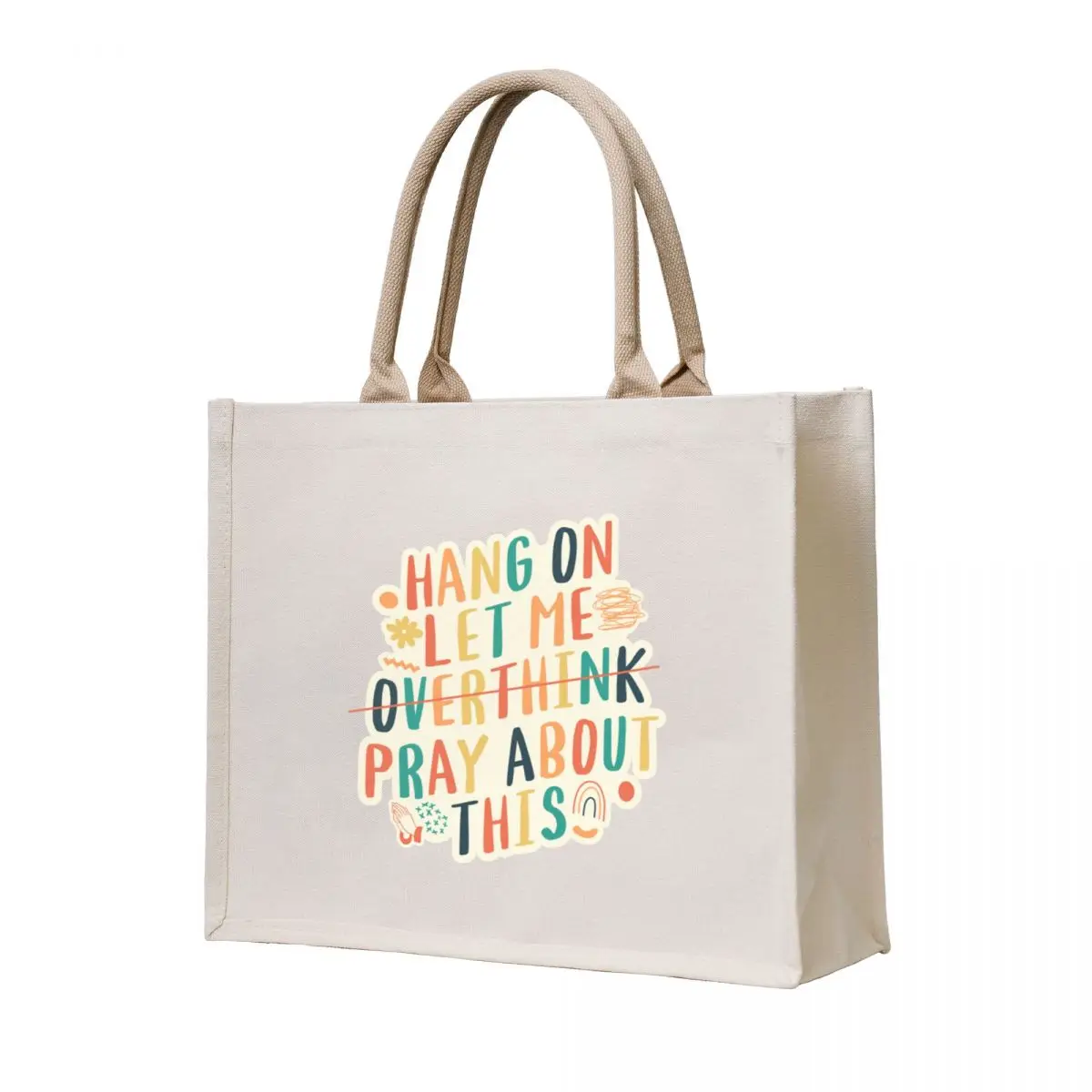 

Hang on let me overthink pray about this, funny Christian design,Retro Christian design Tote Bag