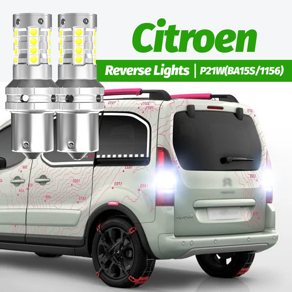 2 pçs led luz reversa blub lâmpada de backup p21w ba15s canbus para citroen berlingo c1 c2 c3 c5 c8 c4 grand picasso ds3 ds4 ds5
