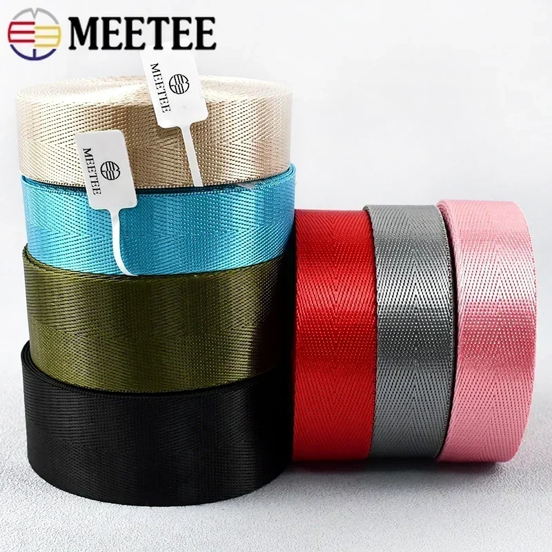 10Meters Meetee 20-50mm Nylon Webbing Band Bag Strap Lace Ribbon Tape DIY Belt Sewing Bias Luggage Binding Trims Accessories