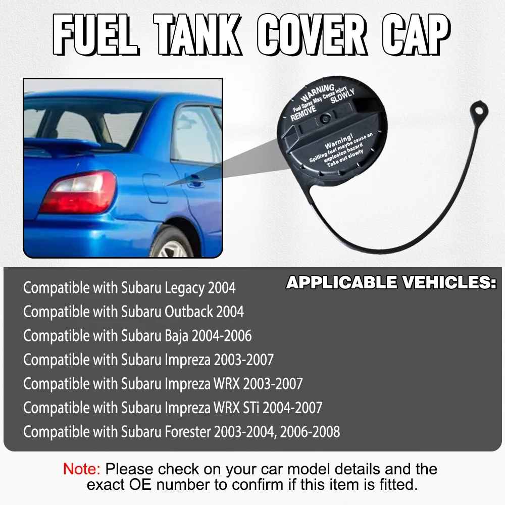 

42031-FE000 Black Fuel Tank Cap For Subaru Impreza 2003 2004 2005 2006 2007 Fuel Cap 42031-SA010 42031-AE02A