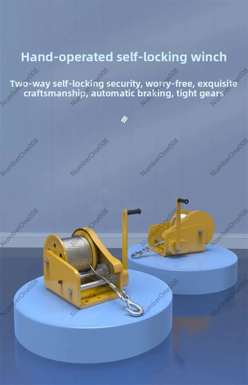 Small Household Winch Crane Multi-function Manual Winches Two-way Self-locking Hand Winch Traction Machine Hoist Lifting Crane