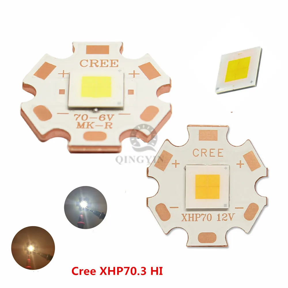 1-5PCS LED 12V 6V  XHP70.3 HI Third Generation 45W  SMD 7070 Chip Cold White 6500K Warm White 3000K With DTP Copper MCPC