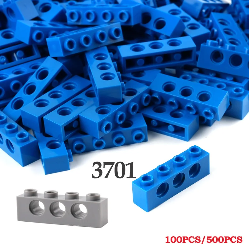 100PCS/500PCS 1x4 With 3 Holes Beam Technology Building Blocks Parts 3701 Educational Assembly MOC Small Bricks Toys Accessories