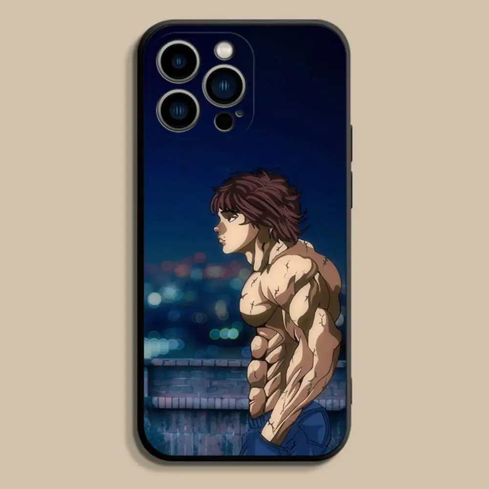 Anime B-Baki Coole Handyhülle für iPhone 17,16,15,14,13,12,Pro,Max,Plus,E,SE4,Air,Mini Schwarz Soft Cover