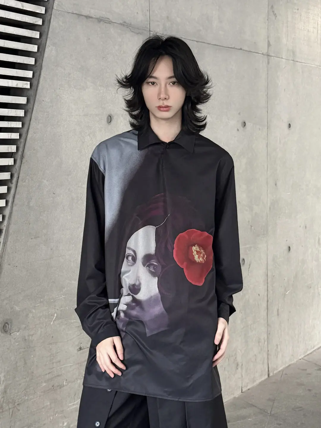 High Street Shirts Beautiful Printed Artistic Style Dark Style Shirt Men and Women Long Sleeved Streetwear Casual Shirt