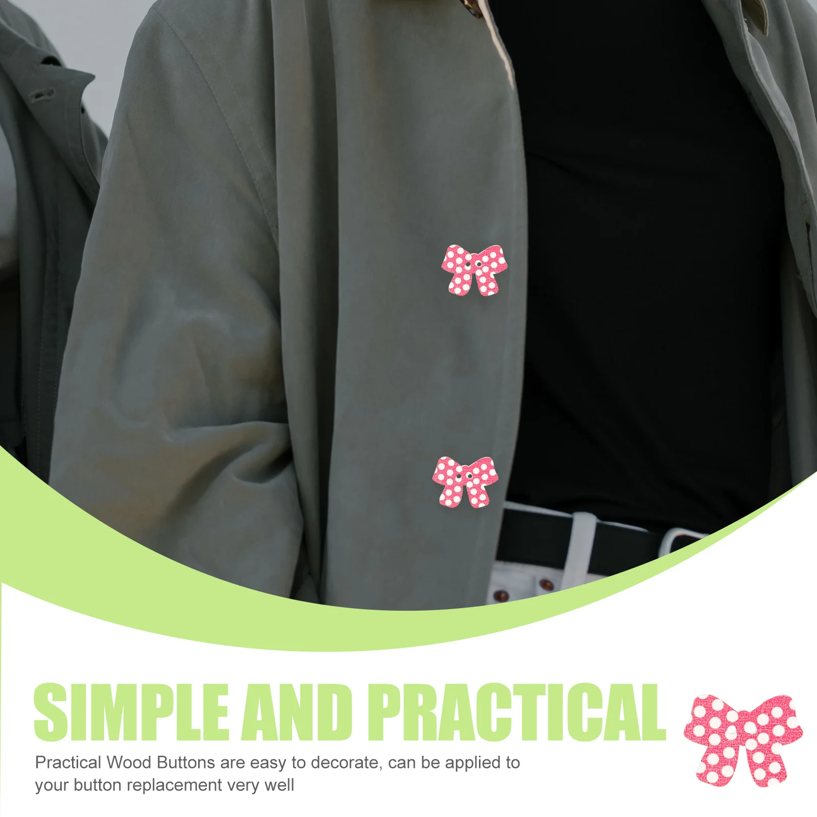 50 قطعة أزرار Bowknot الخشبية أزرار الخياطة اليدوية الزخرفية للملابس DIY الحرف استبدال زر للخياطة