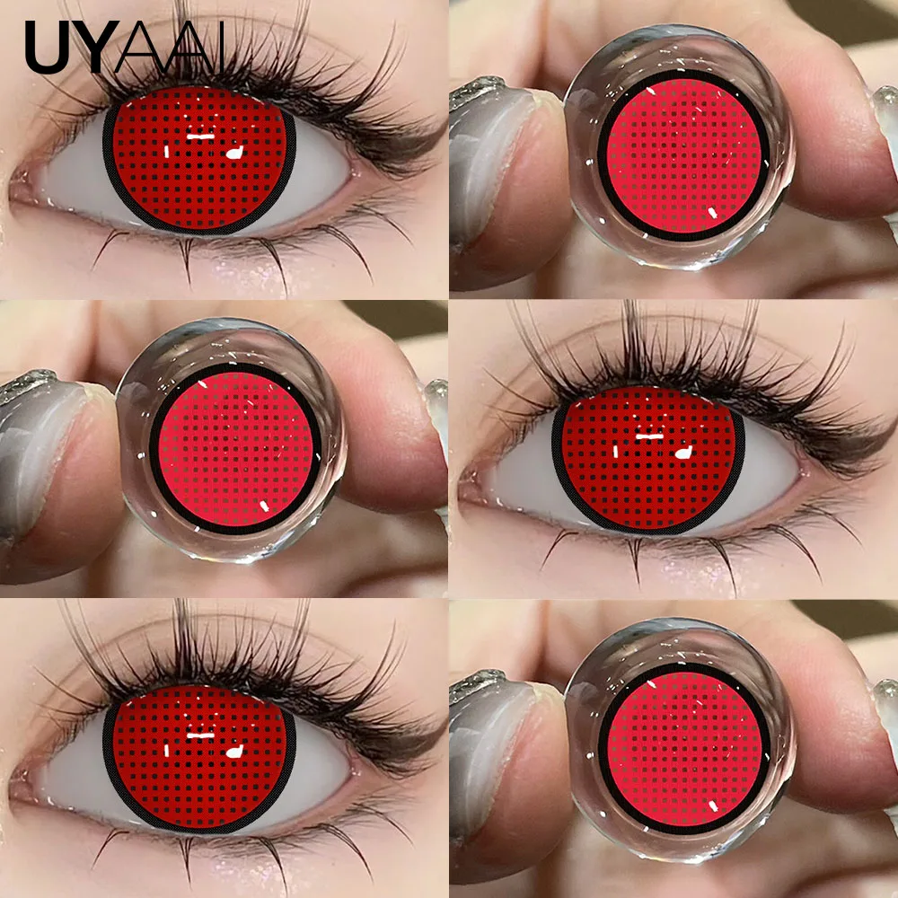 UYAAI 1 Paar Cosplay-Kontaktlinsen in roter Farbe, Halloween-Linsen für gruselige große Augen, verrückte rote Augen-Make-up-Linsen für Cosplay-Partys – Detail 15