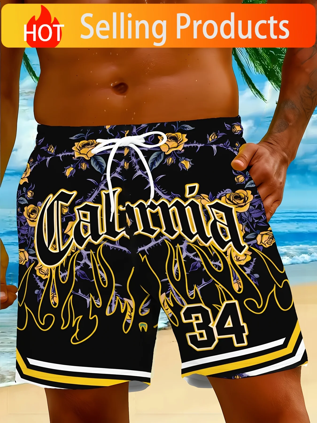 Men's 3D Printed Casual Shorts, Summer Fashion Trendy Design, Suitable for Outdoor Sports