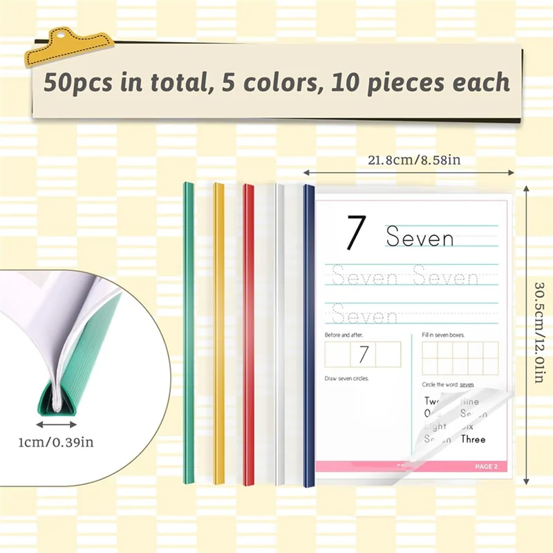 Pack Clear Report Covers With 50 Sheets Of 70 Capacity Including 9Mm Transparent Resume Folders And Sliding Binding Bars
