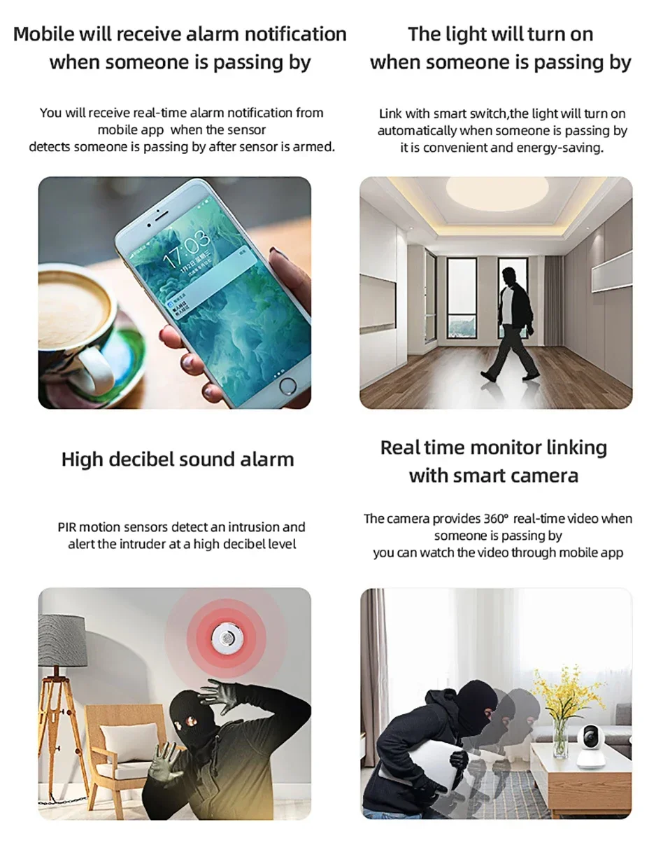 Tuya WiFi Zigbee PIR Motion Sensor Smart Home Human Body Infrared Detector Security Smart Life Works With Alexa Google Home