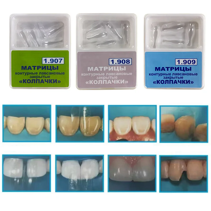 10 sztuk/pudło Dental przezroczyste opaski matrycowe matryce przednie łuk BT matryce przednie Bioclear styl materiały do odbudowy zębów dentystycznych