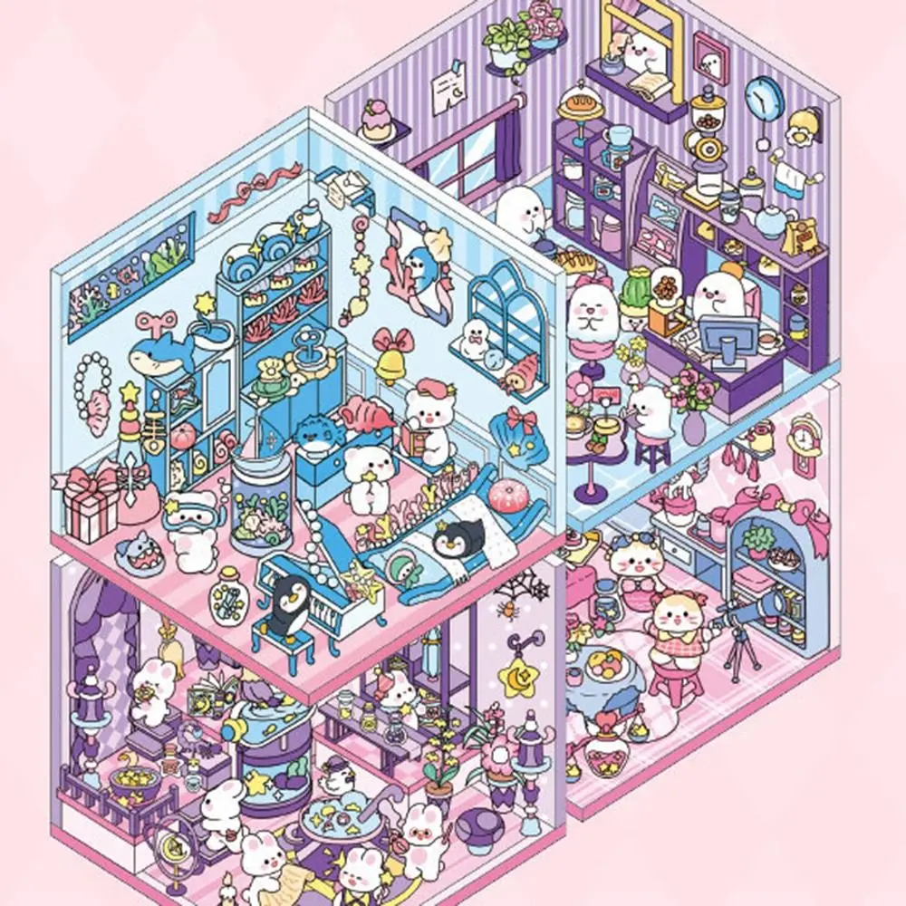 Kawaii 10 в 1, пейзажная наклейка, книга, капибара, сделай сам, 3D наклейки, набор сцен, милая, устойчивая к разрыву, сцена в кабине, карманная наклейка для девочек