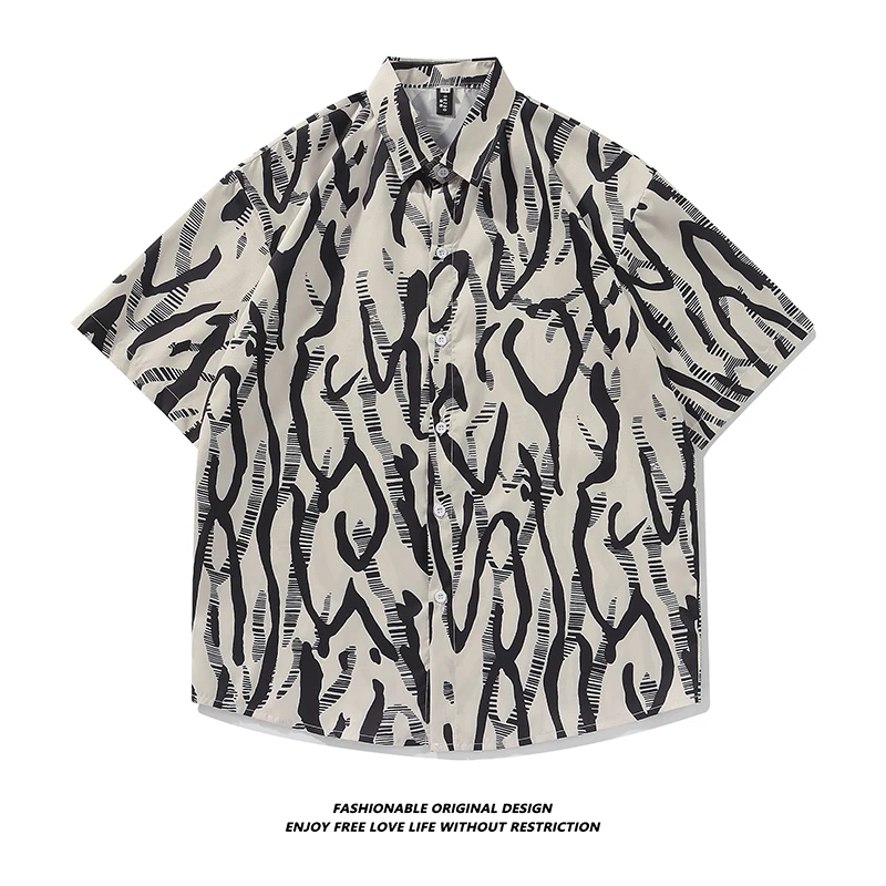 

Retro Oil Painting Print ort Sve Casual irt Men Loose Hawaii Sle Loose Collar Color Blo irt Trendy Brand