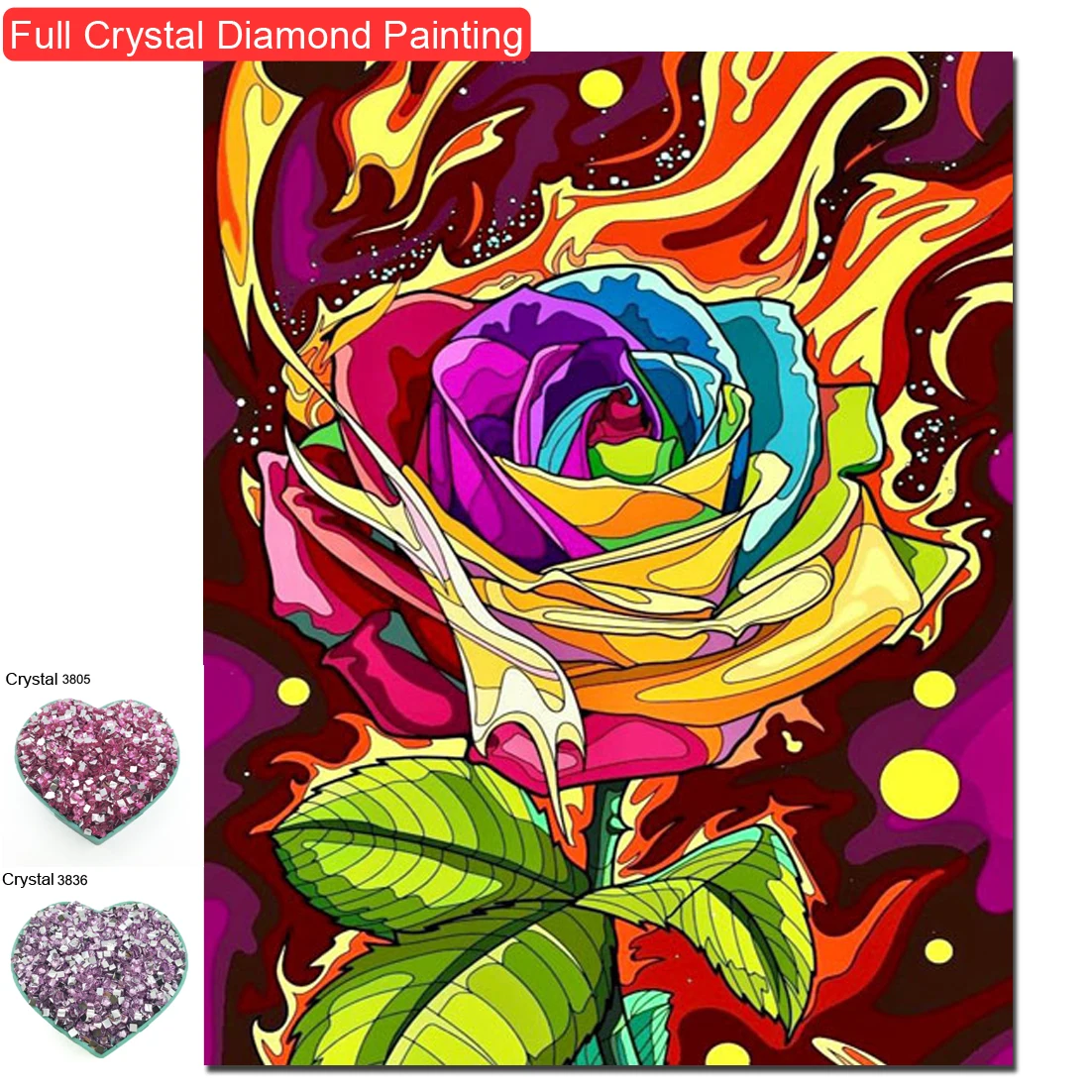 Sophie Beauty 5D Crystal Diamond Embroidery Rose Painting Colorful Flower DIY Full Square Mosaic Creative Hobbies Wall Decor