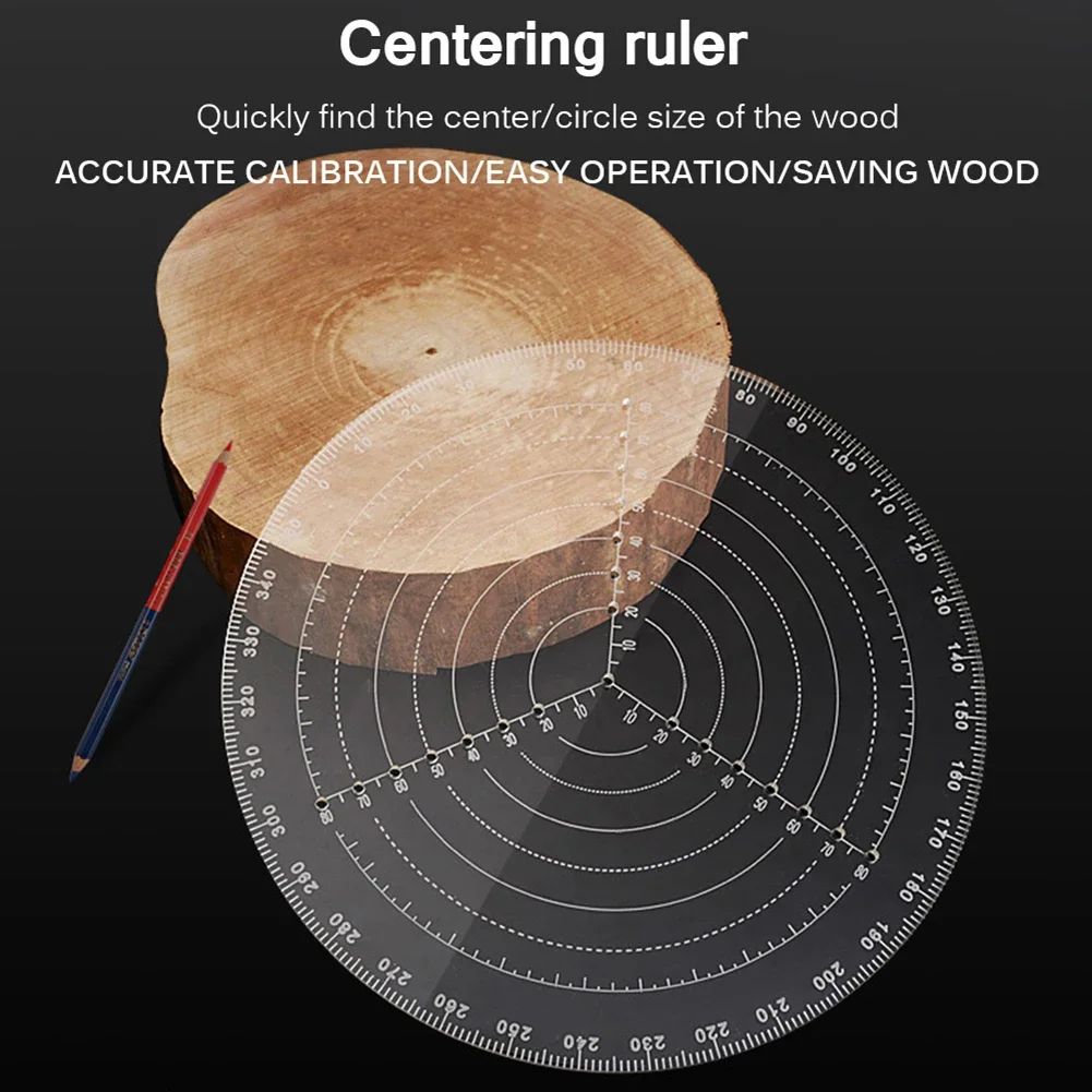 Acrylic Center Finder Round Ruler Compass Circle Cutter Transparent for Wood Turning Drawing Wood Processing Tools