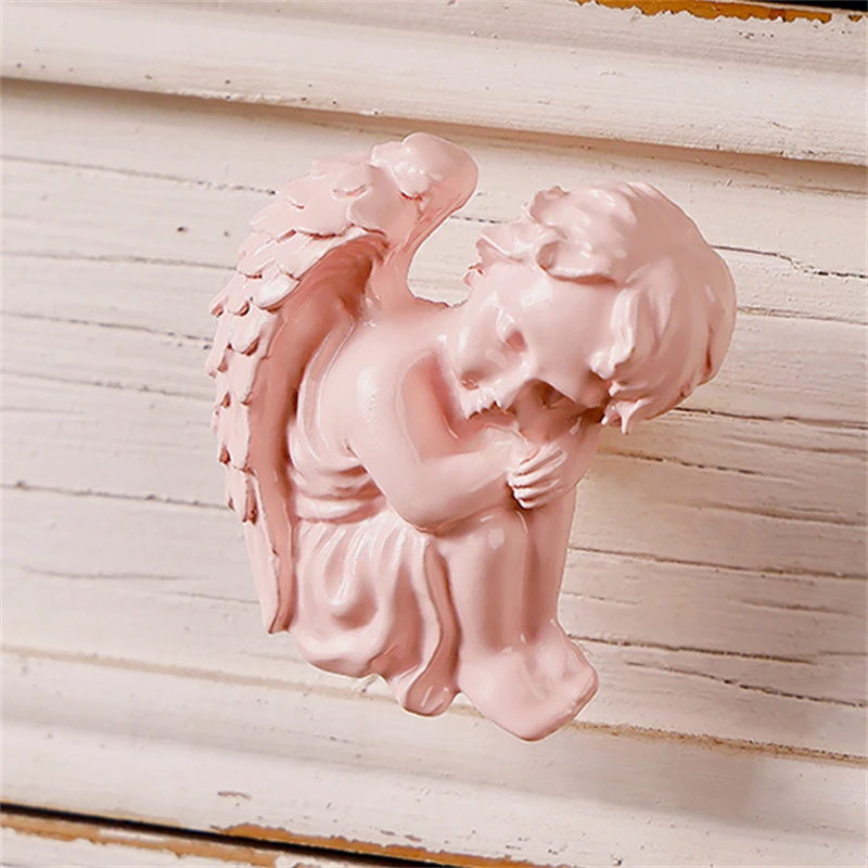 French Furniture Handle Drawer Cabinet Pink Lovely Angel Cabinet Door Handle Hardware Wardrobe Room Decoration Furniture Pulls
