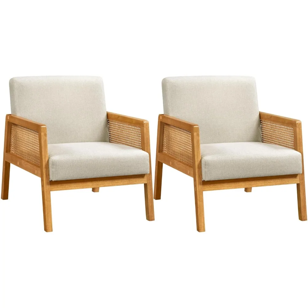 

Accent Chair, Modern Armchair with Wood Legs, Mid Century Living Room Chair Linen Comfy Lounge Chair for Bedroom Reading Room