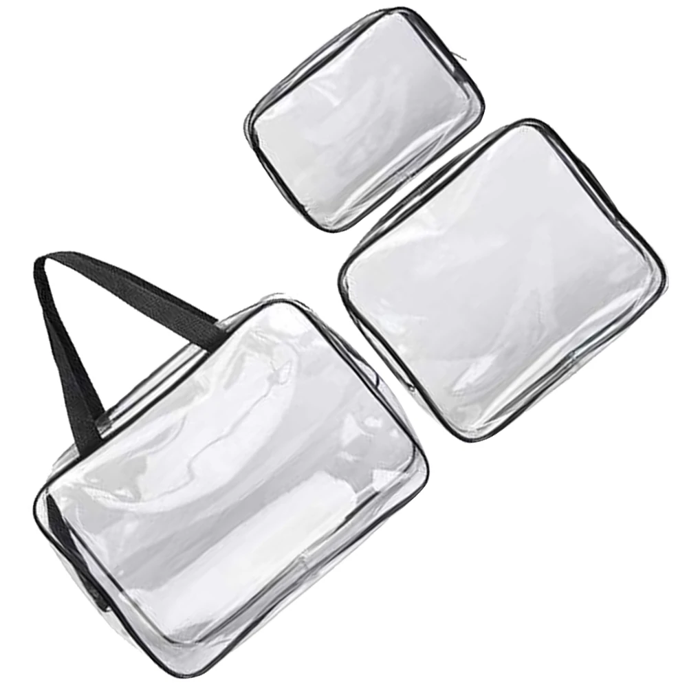 Neceser de viaje impermeable de gran capacidad, almacenamiento de PVC, ganizador de maquillaje, accesorios de baño negros para el hogar, 3 uds.