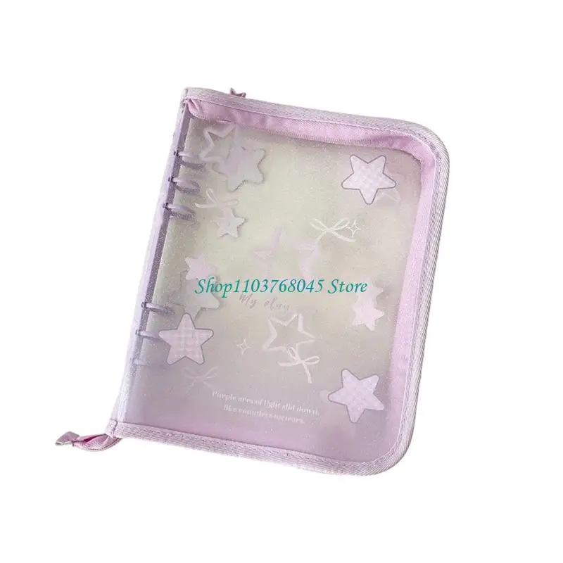R53F Zippered Card Organizers Clear PVC Binder Cover with 6 Rings For Collectors