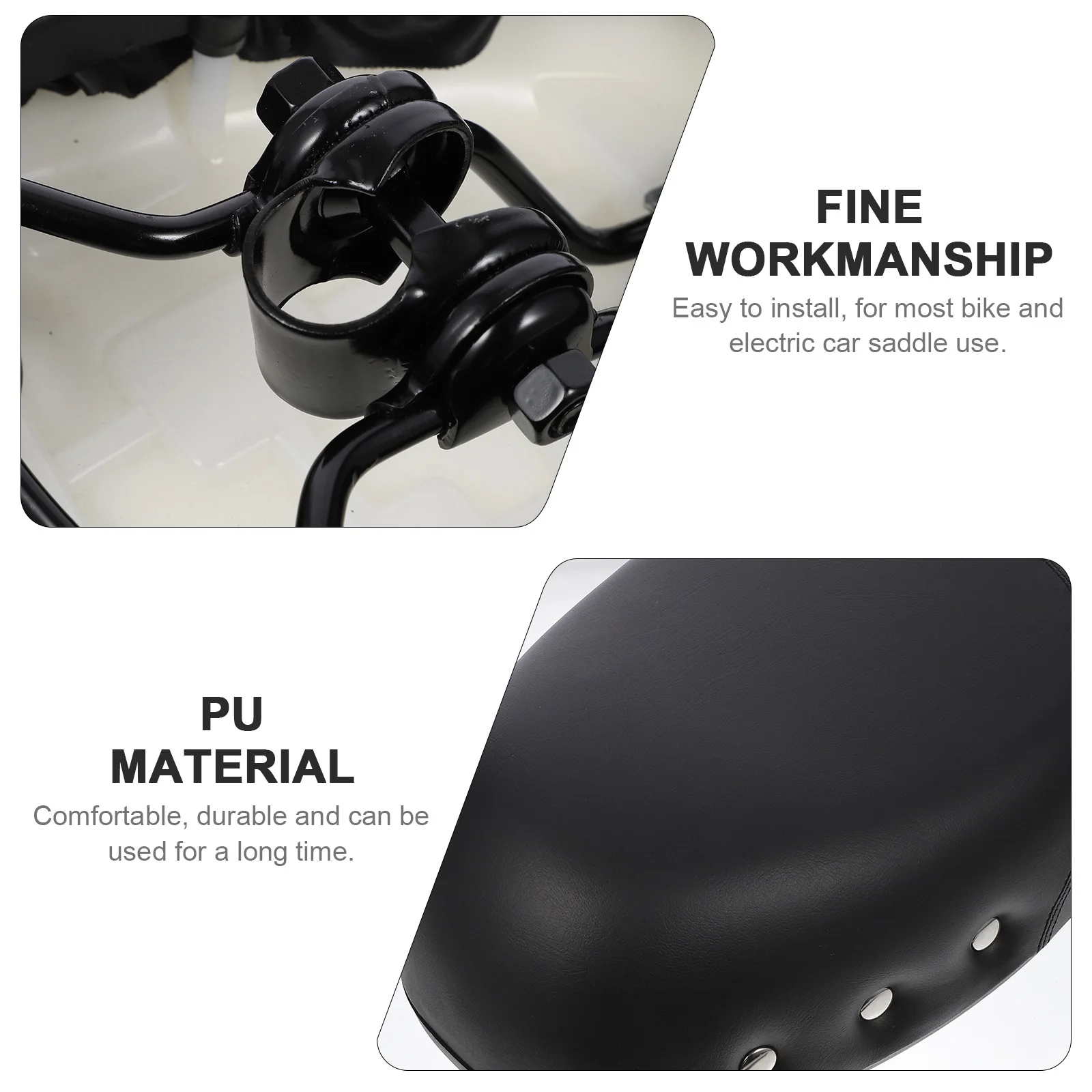 

Rivet Decor Bike Cushion Noseless Design Shock Absorb High Elastic Saddle for Mountain Electric Car Long Distance Riding Comfort