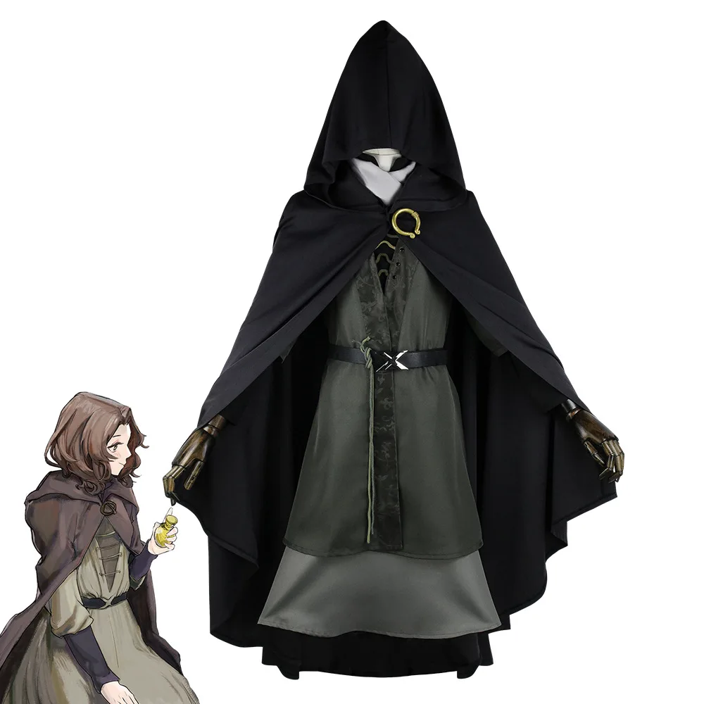 

Elegant Fantasy Warrior Halloween Costume - Medieval Silver Blue Dress with Cape & Hood for Anime Cosplay & RPG Party