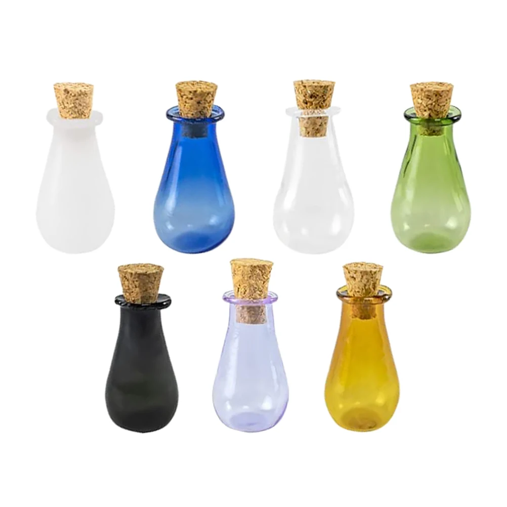 

7pcs Colored Glass Bottles Small Stained Tiny Empty Craft Wishing Mini Storage Drifting DIY Decor Vase Home Decor