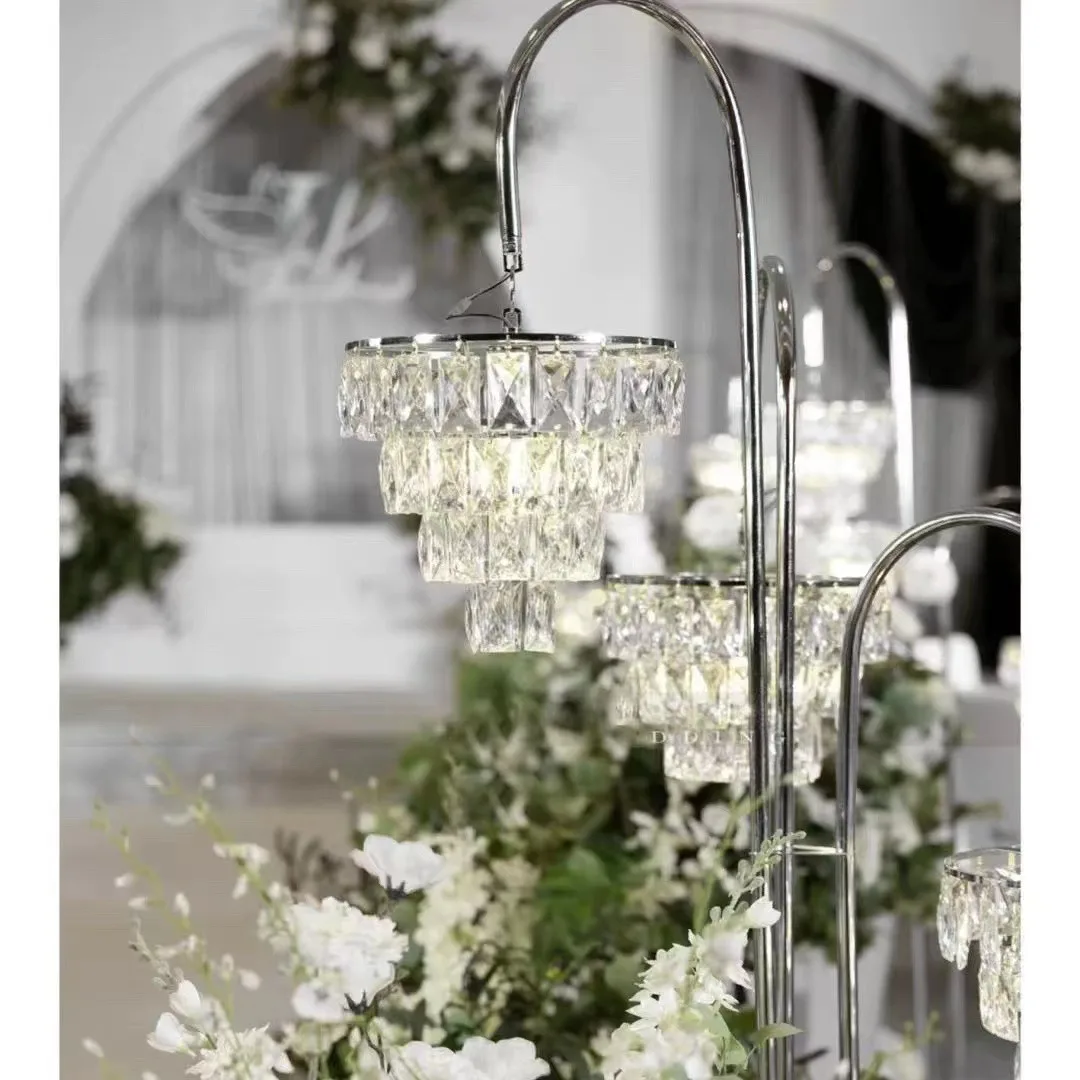 Romantic Crystal Chandelier Table Lamps For Modern T Roadlight Stage Props Birthday Party Wedding Decoration