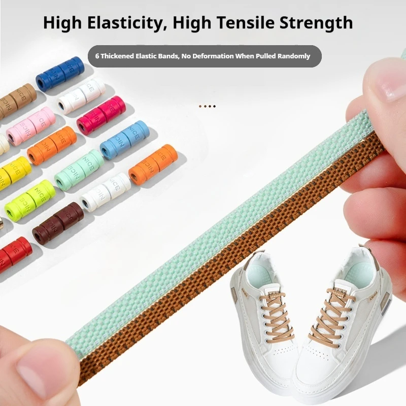 1Pair/3Pair New Letter Metal Capsule Lazy Shoelace Buckle Flat Elastic No-Tie Laces for Men Women Sneakers Quick Shoelaces