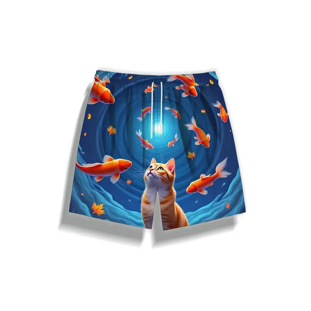 1pcs Men's Short swim trunks2026 Summer 3D Printed Short sleeve Breathable Work pants man Quick drying Polyester running Pants