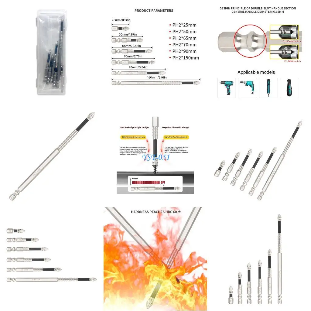 

E15A Crossing Head Bits Not Slip Crossing Tip Screwdriver Bit Not Slip Power Drill Spare for Power Tool Accessories