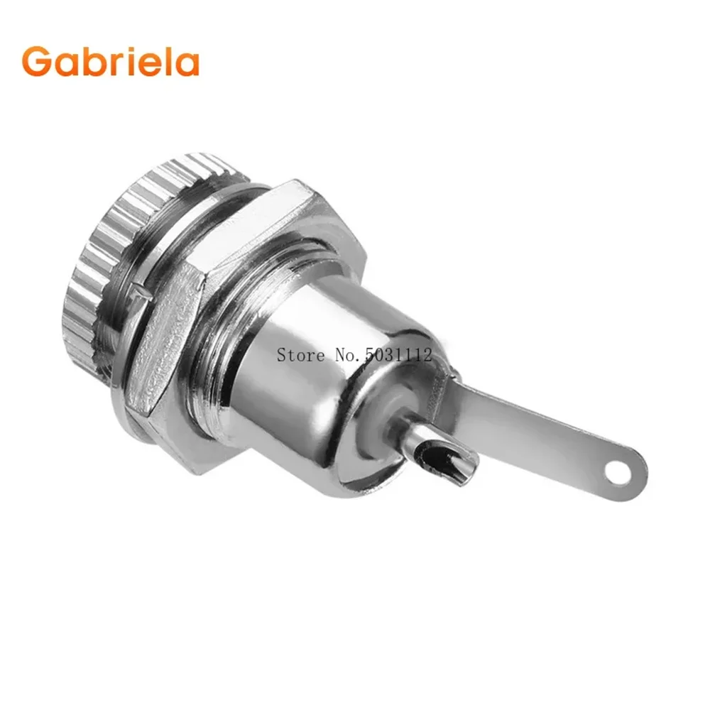 5/10PCS DC-099 5.5 mm x 2.1mm 2.5mm DC Power Jack Socket Threaded Female Panel Mount Connector Adapter Metal Open Hole 5.5*2.5mm