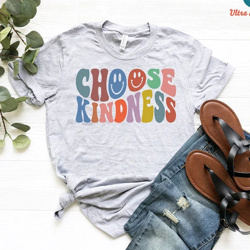 Choose Kindness Women T Shirt Inspirational Fashion T-shirt Female Church Tops Camisetas Tees Fashion O Neck Clothes