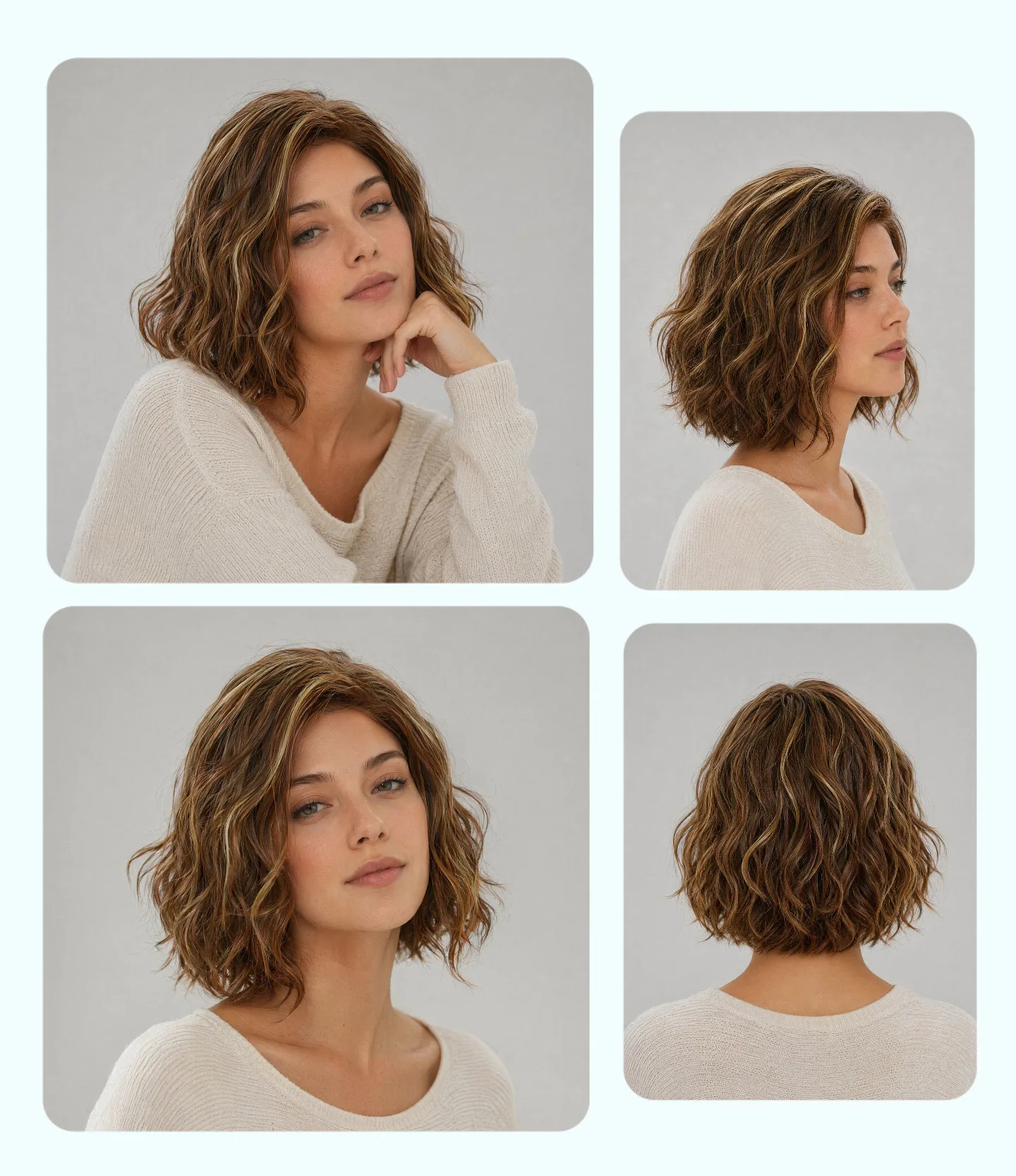 Short Messy Wavy body wav 14Inch With Side Part For Women Natural Hairline Adjustable Breathable Cap Daily Party Styling Wig