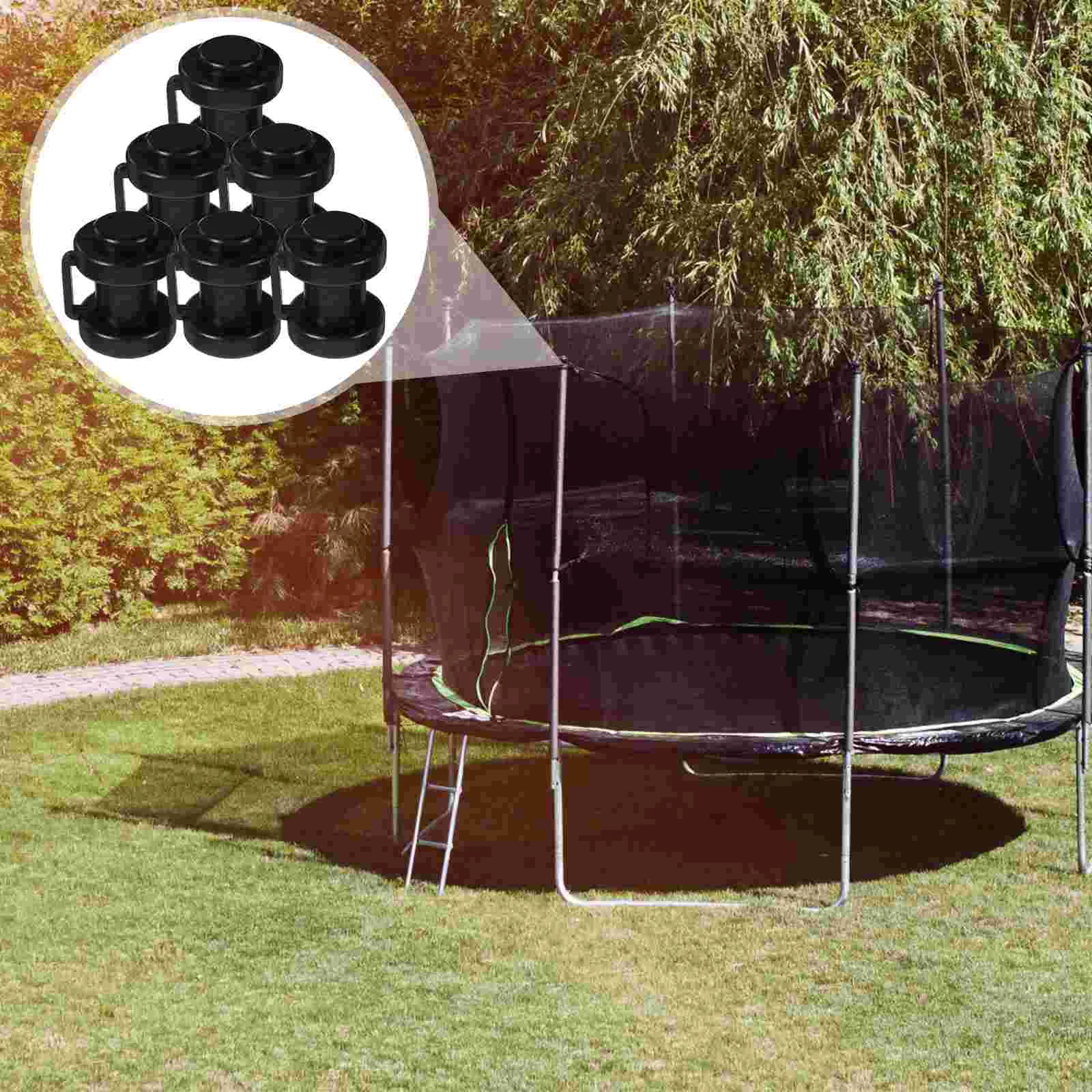 

6 Pcs Trampoline Protective Cover Pole Accessory Black Bounce Guard Rod Caps Heavy Duty PP Material Safety