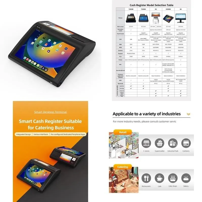 POS System Cash Register 10.1 Inch LED Screen with 58mm Receipt Printer for Retail and Catering