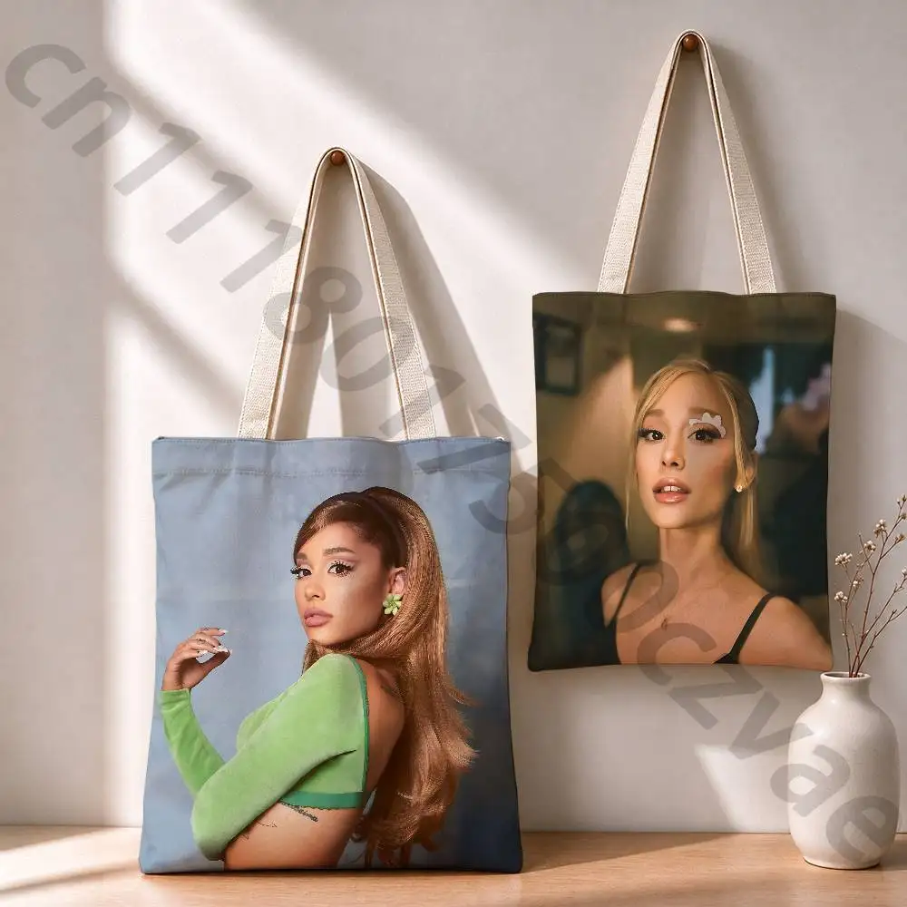 A-Ariana Grande Reusable Fashionable Backpack Multifunctional Handbag Canvas Shopping Bag