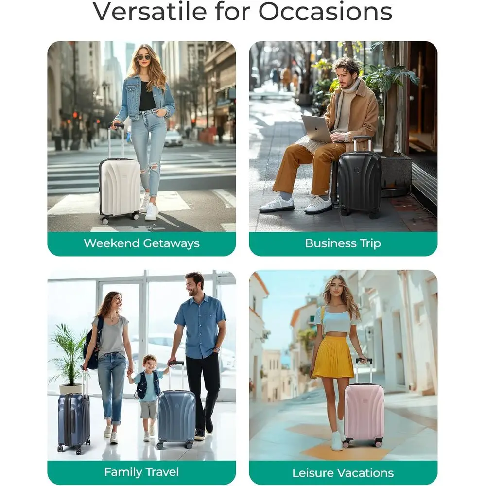 20 Inch Lightweight Expandable Hard Shell Carry-On Suitcase with TSA Lock, Spinner Wheels, Airline Approved, Light Blue