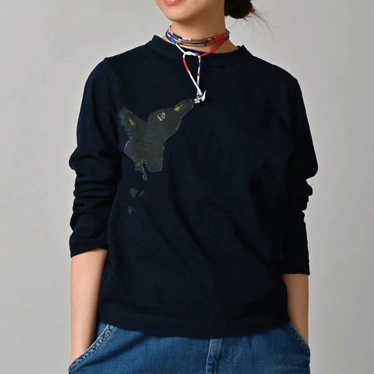 

Удобная футболка Long Sve round Ne из бамбука и хлопка, новая осенне-зимняя женская свободная посадка, повседневный дизайн Sle Faion