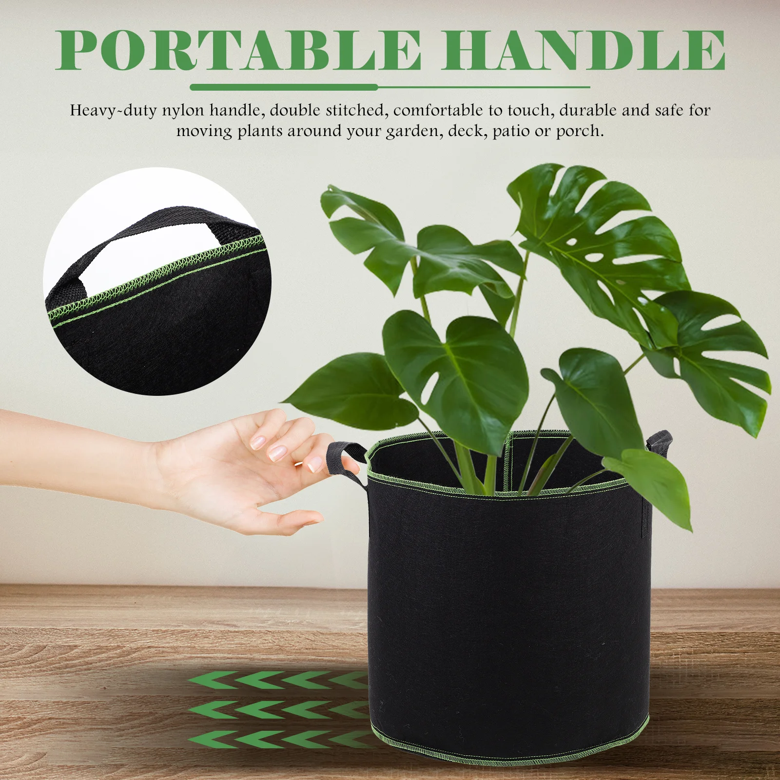 

5Pcs Growing Bags for Plants Heavy-Duty Non-Woven Fabric Planting Pouch Drainage Retention Garden Flower Vegetables