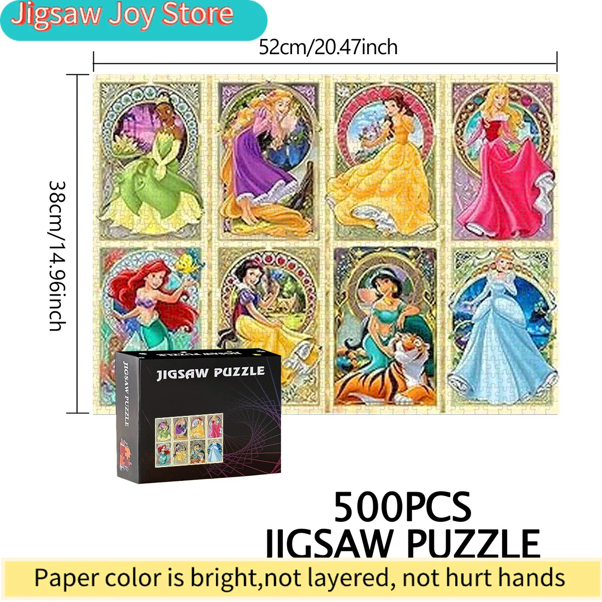 500/Disney  Paper Puzzle, DIY Puzzle, Adult Puzzle, Large Princess Art Puzzle, Exquisite Home Decor Puzzle, Leisure Entertainm