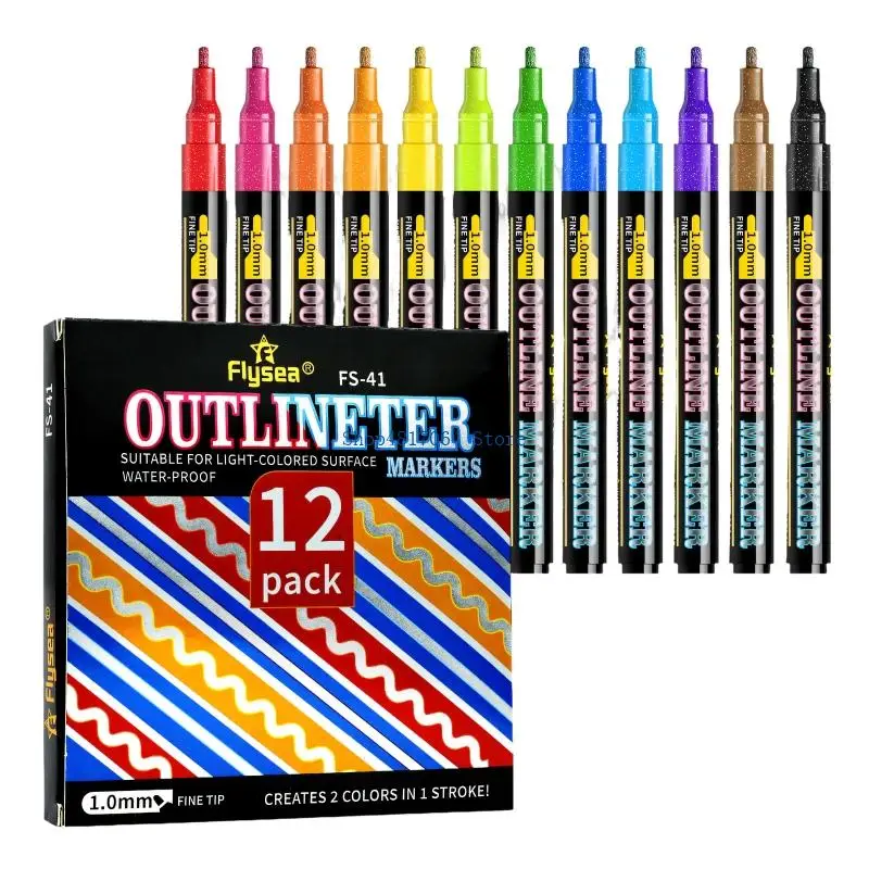 

T3LB 12Pcs Soft Color Coding Marker Pen with Smooth Writing Student Office Supplies