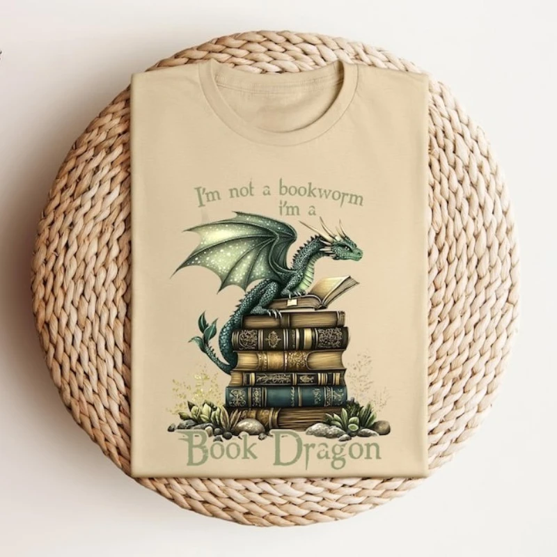 Koszulka z motywem smoka książki, nie jestem książką, koszulka fantasy, bluza z kapturem dla miłośniczek książek, prezent dla czytelnicy, miękka koszulka Ashion