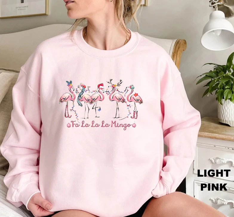 Fa La La La Mingo Christmas sweatshirt Christmas Flamingo Sweater  Sweatshirt Aesthetic fashion unisex Long Sleeve sweatshirt