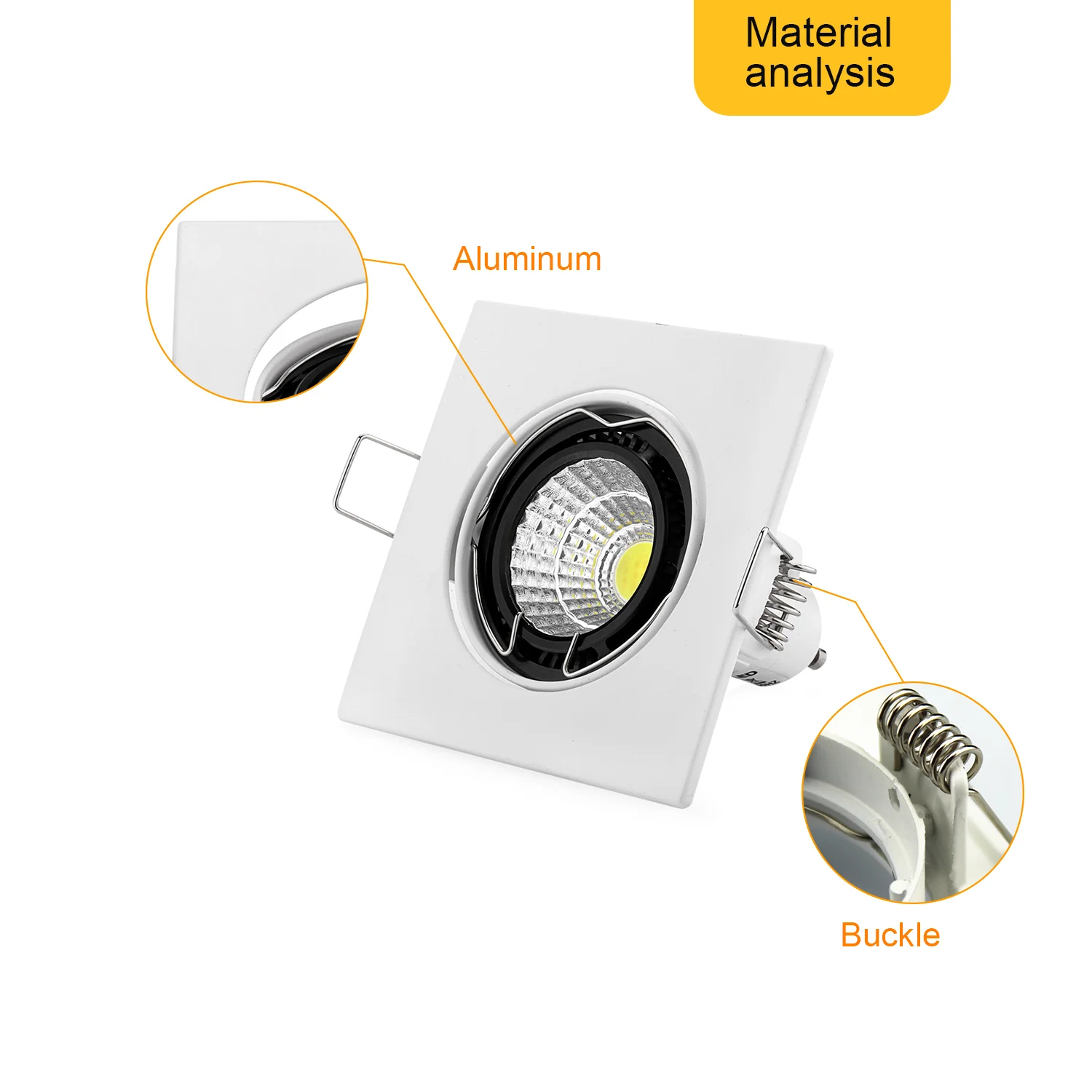 Square LED Fitting Lights Frame Fitting Fixture Frame Spot Light Bracket MR16 GU10 Bulb Fixture Housing for Indoor Lighting