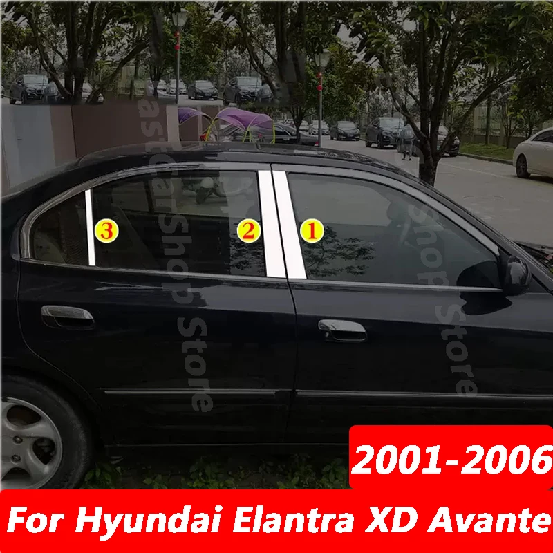 

For Hyundai Elantra XD Avante 2001-2006 Car Window Center Pillar Trim Stainless Steel Protective Decoration Accessories Cover