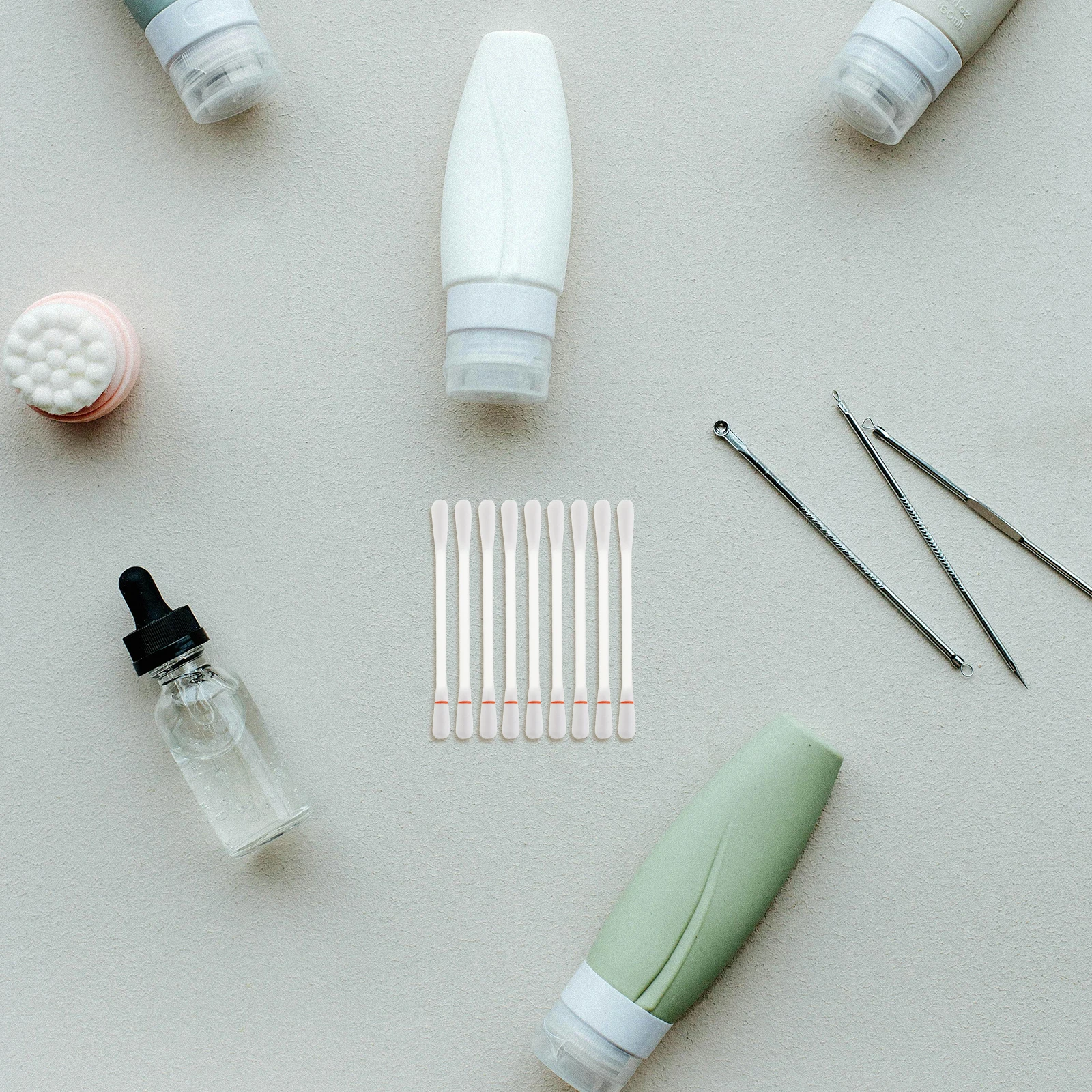 1 صندوق مسحات قطنية ملحبة للاستخدام الطبي على الوجهين يمكن التخلص منها لتنظيف العين والأنف أثناء السفر مسحات أمان عصا القطن #5