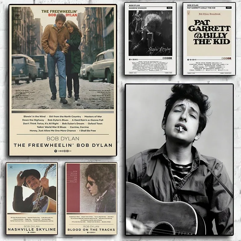 Music Star Bob Dylan Classic Retro Black And White Music Album Cover Poster Canvas Paintings Wall Art Pictures Home Decor