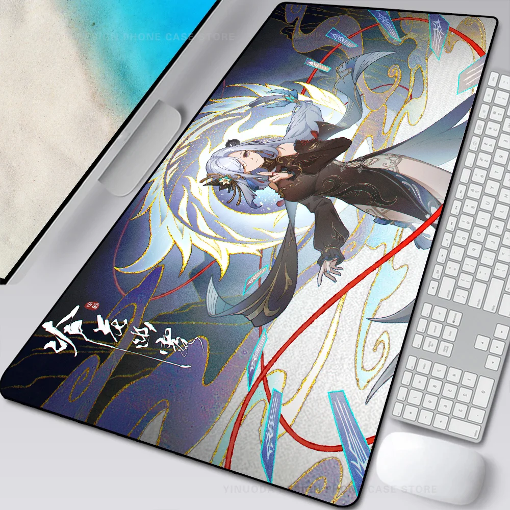 

Shenhe Genshin Impact Mousepad Mouse Mat Desk Mat With Pad Gaming Accessories Prime Gaming XXL Keyboard Pad